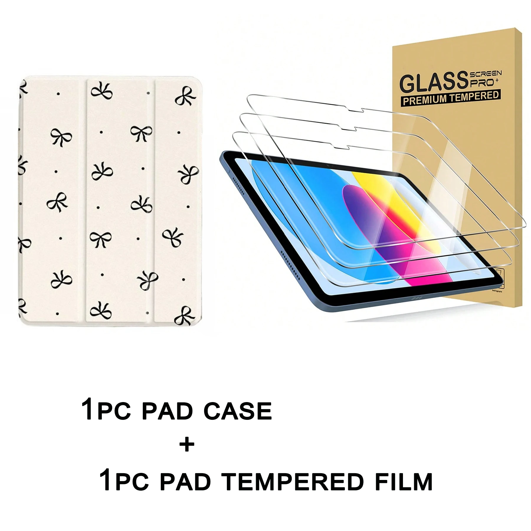 

Розовый чехол с бантом И закаленная пленка для Pad pro 10/11/2020/6/7/8/Air 3rd/Air 4-го/9 поколения/Air 5-го поколения 2022/Air 11