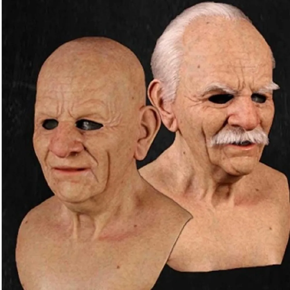 

High quality, odorless Halloween new 3D grandpa wig, elderly mask, headband, bald old man's head, horror mask