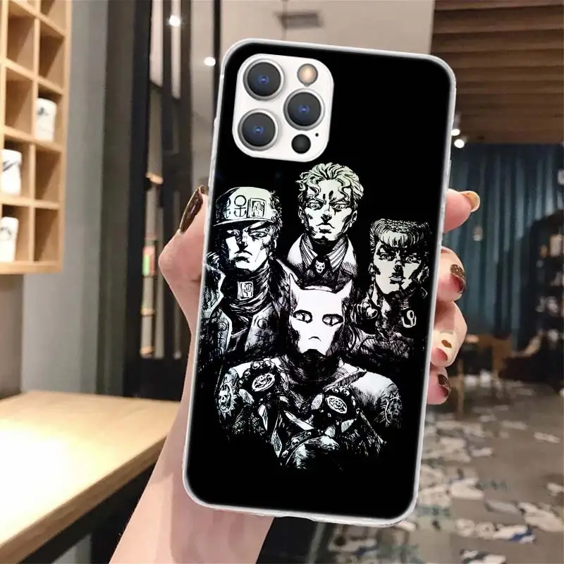 JoJo Kira Yoshikage Killer Queen Soft Phone Case For iPhone 16 15 14 13 12 11 Pro Max X XR XS 7 Plus 8 + SE 16Max Pattern Custom