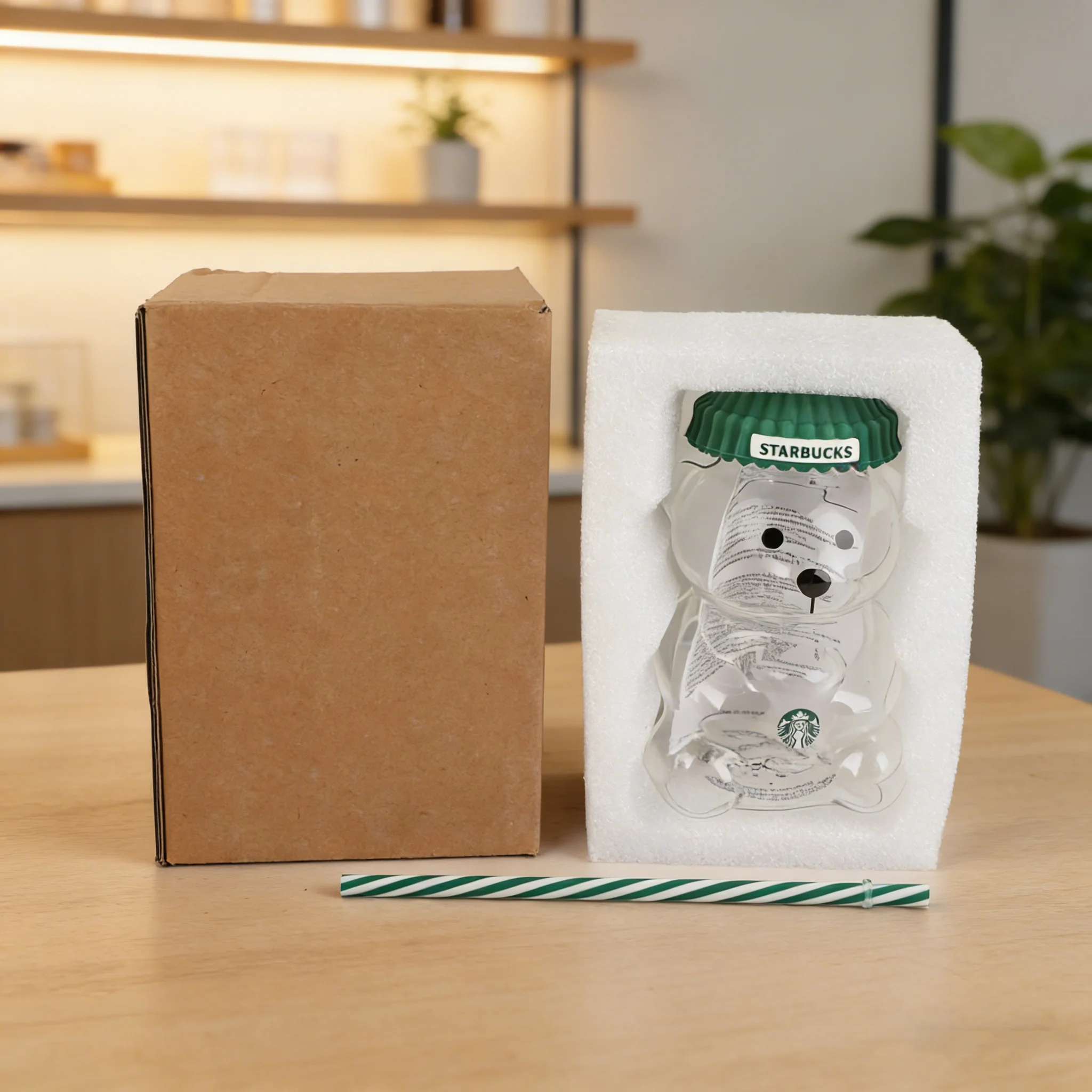 Starbucks Iced Coffee Glass Cup 591ml Cute Bear Clear Water Cup Food Grade Silicone Lid Eco Straw Ideal Gift For Family