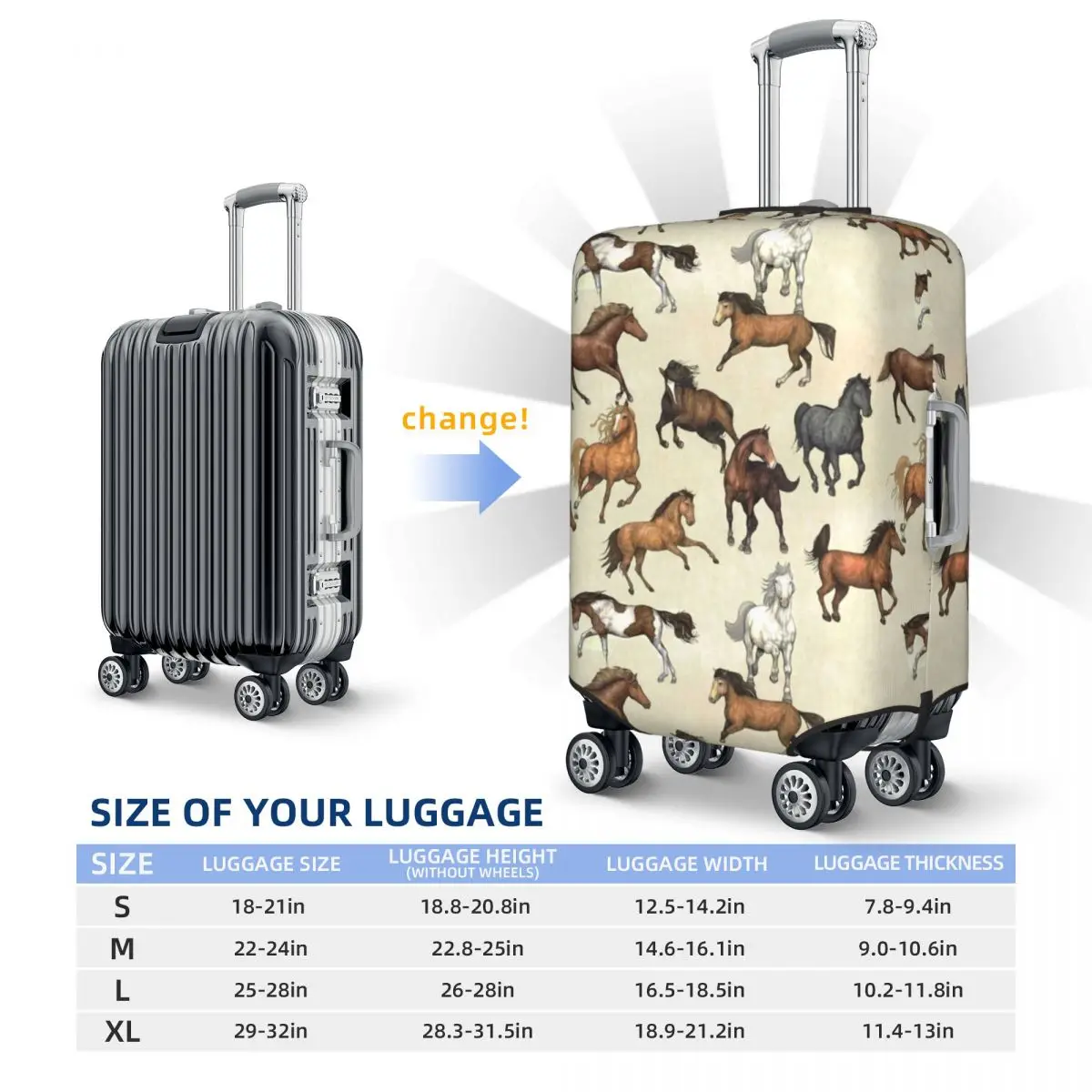 Sunset Horse Suitcase Cover Horses Riding Funny Business Protector Vacation Practical Luggage Supplies