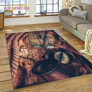 Antike Weltkarte Teppich, Kompasszimmer Teppich, Schlafzimmerdekoration, Bodenteppich, Nicht -Slip -Download 11 Hauptverkäufe Nautische Teppiche - №9