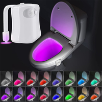 Toilet Bowl Night Light with Motion Sensor LED Lamp, Fun 16 Colors Changing Bathroom Nightlight Add on Toilet Bowl Seat