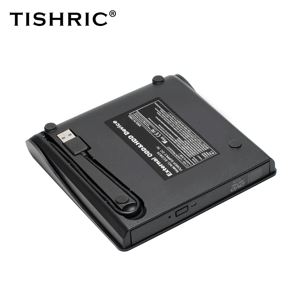 TISHRIC قارئ أقراص DVD الخارجية USB2.0/3.0/Type-c محرك الأقراص الخارجية CD-ROM DVD-ROM قراءة فقط لأجهزة الكمبيوتر المحمول المكتبي #6
