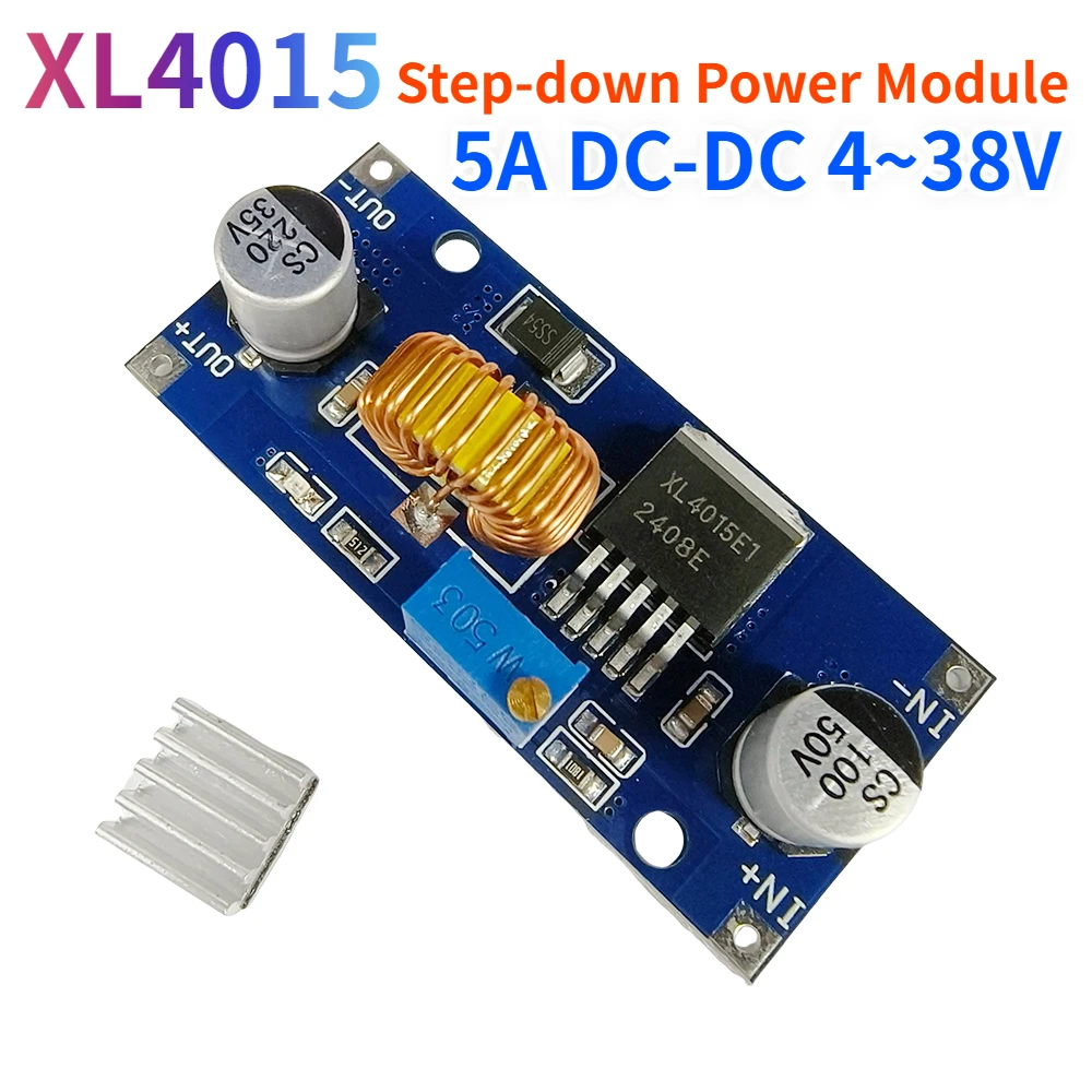 1pc XL4015 5A DC-DC Lithium Battery Step down Charging Board Led Power Converter Lithium Charger Step Down Module with Heat Sink