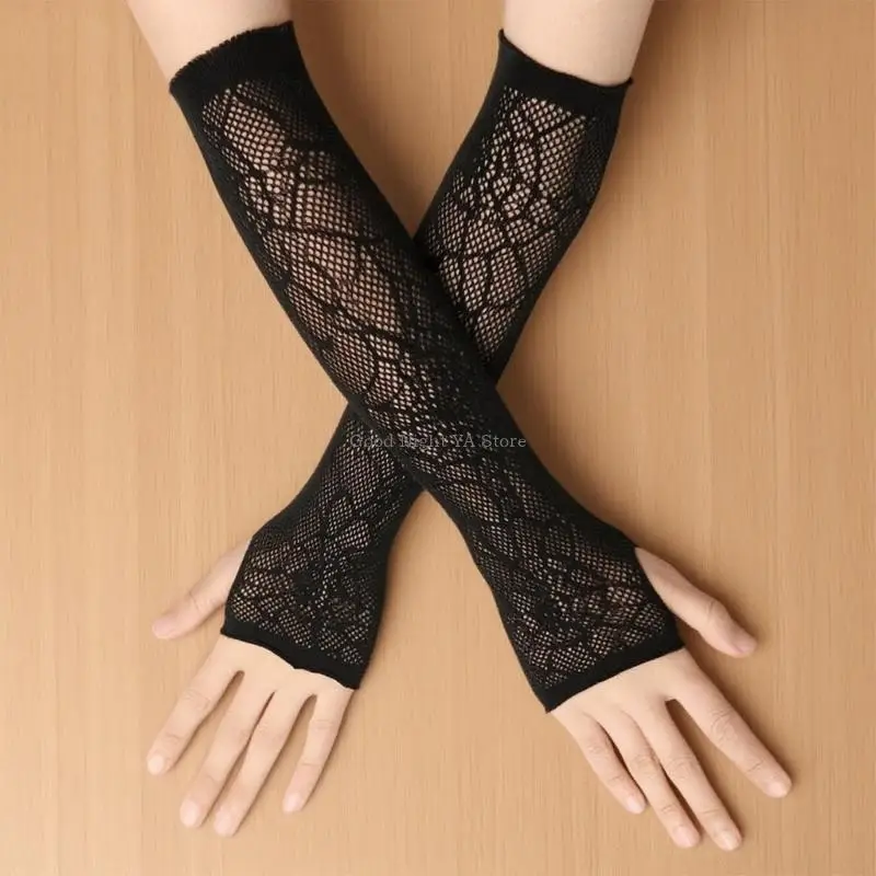Adjustable Spiders Web Pattern Gloves Stretchy Polyester Fabric for Various Hand Sizes