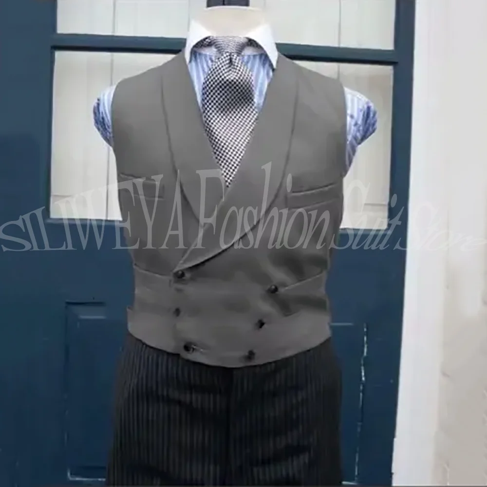 High-end Men's Vest With Four Pockets Double Breasted Men Suits Sleeveless Top Formal Groom Wedding Waistcoat Slim Customized