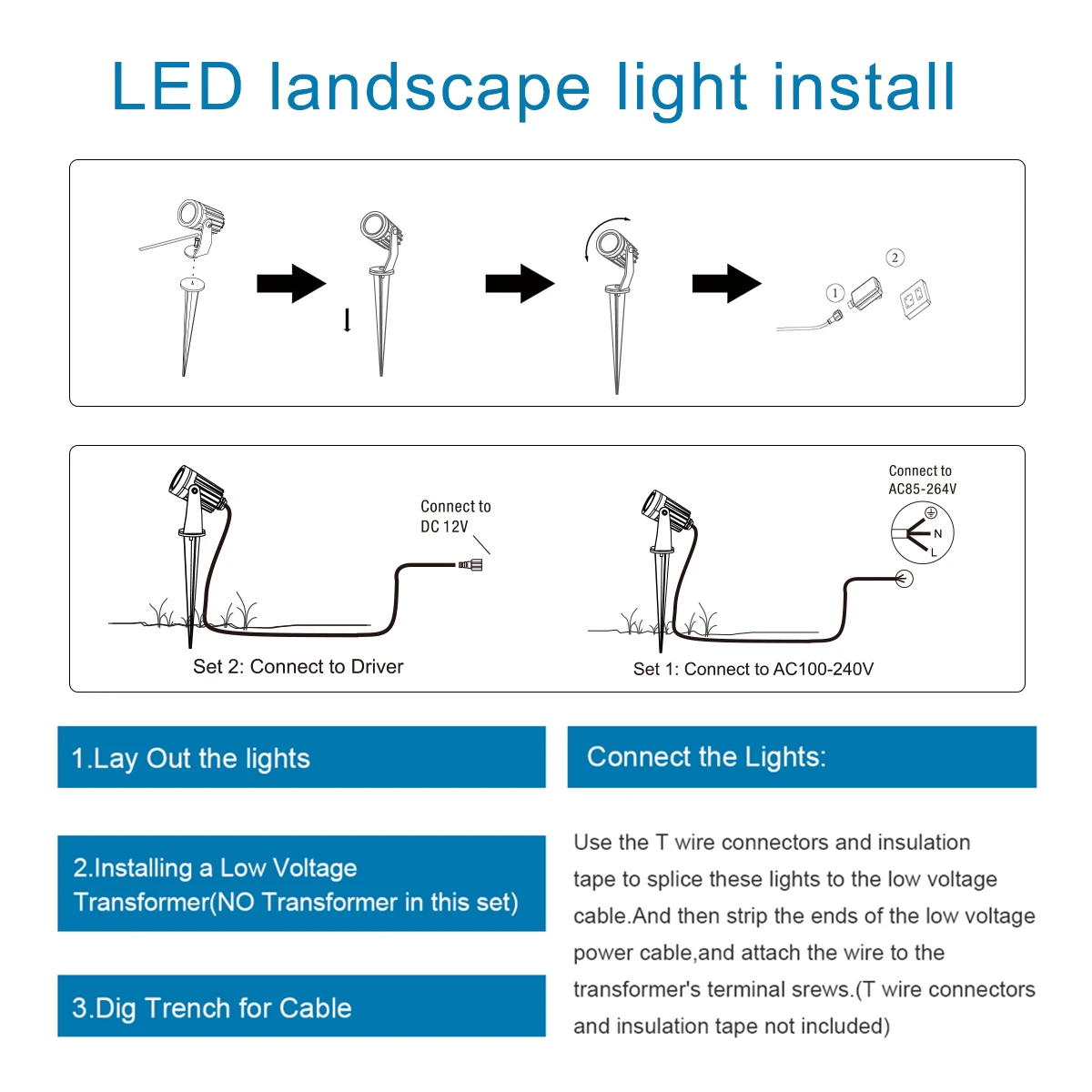 Imagem -04 - Impermeável Led Cob Landscape Lights 3w 12v 85265v Jardim Caminho Paredes Projectores ao ar Livre com Spike Lâmpadas de Gramado