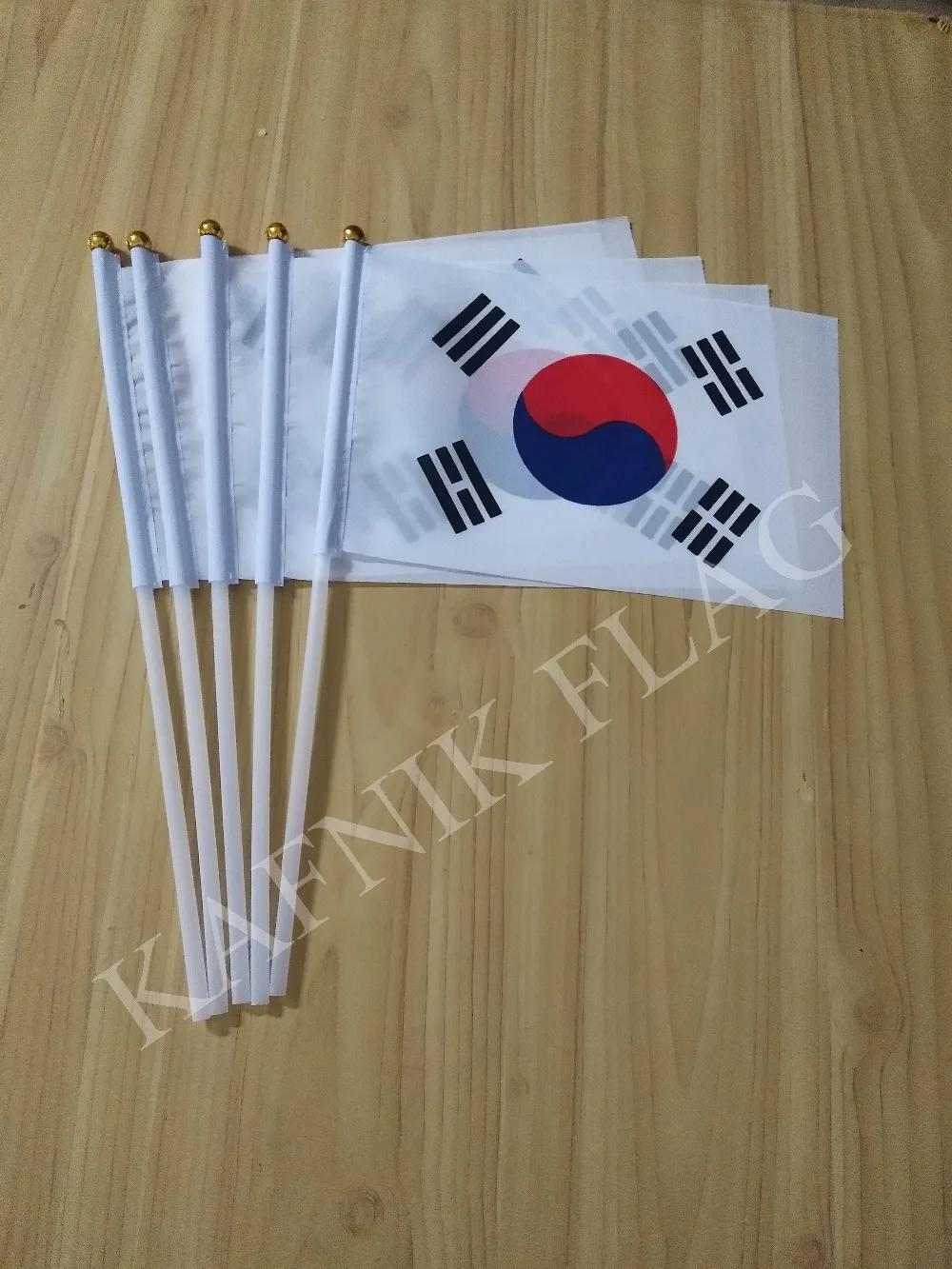 KAFNIK,5pcs  Small South Korea Hand Waving National Flag 14*21cm,With 30cm Plastic Flagpole