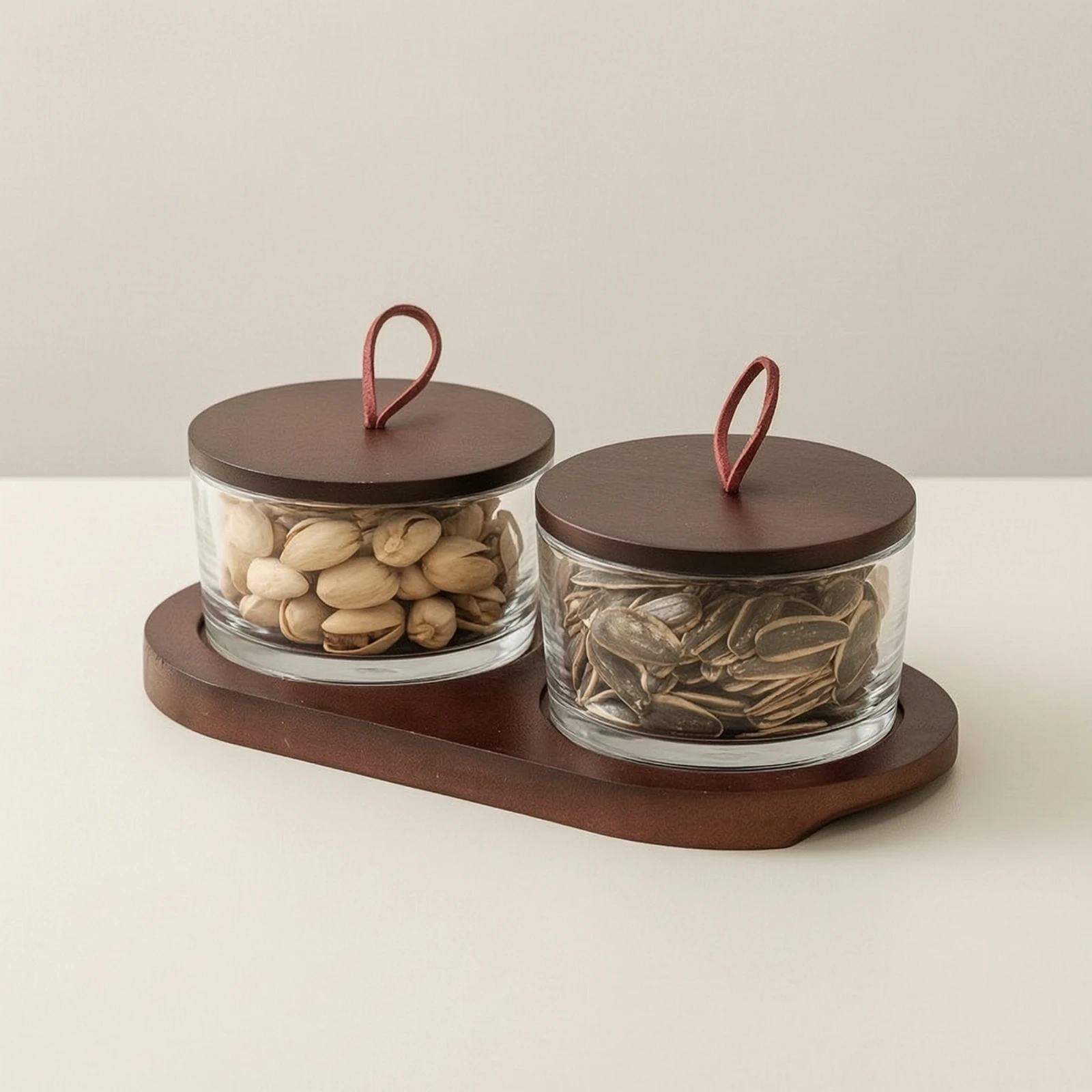 Snack Server with Glass Bowls Elegant Serving Dish with Wooden Tray Food Platter Natural Bowl Modern for Hosts, Coffee Table - view 3
