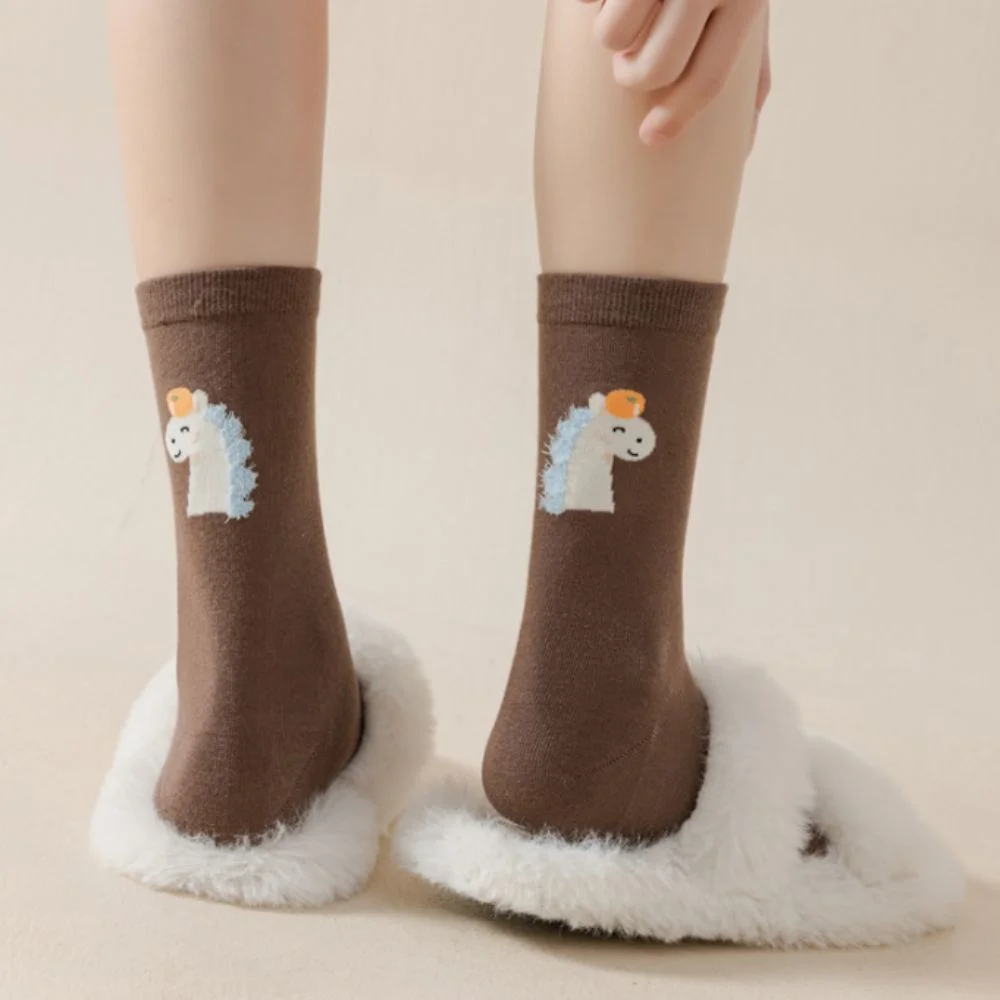 

Winter Autumn New Year Tube Socks Mid Calf Cartoon Year of The Horse Socks Comfortable Good Luck Zodiac Year Cotton Socks Women