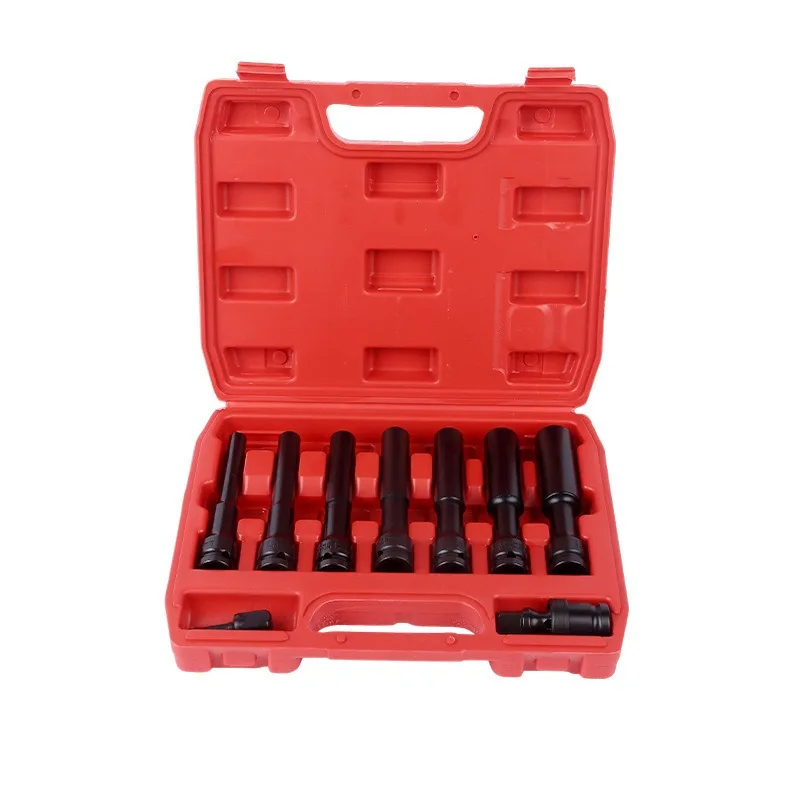 8-19 Extended thin-walled sleeve set, nine-piece set, labor-saving 1/2 electric wrench special air cannon inner hexagon set