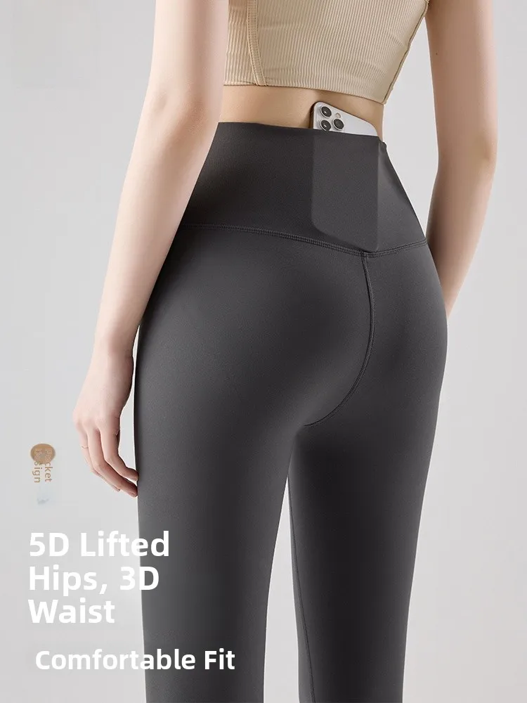 Pantaloni da yoga a vita alta Capispalla da donna Autunno Nuovo Sle ket Nessuna linea imbarazzante Pantaloni in pelle di arca Controllo della pancia Sollevamento del sedere...