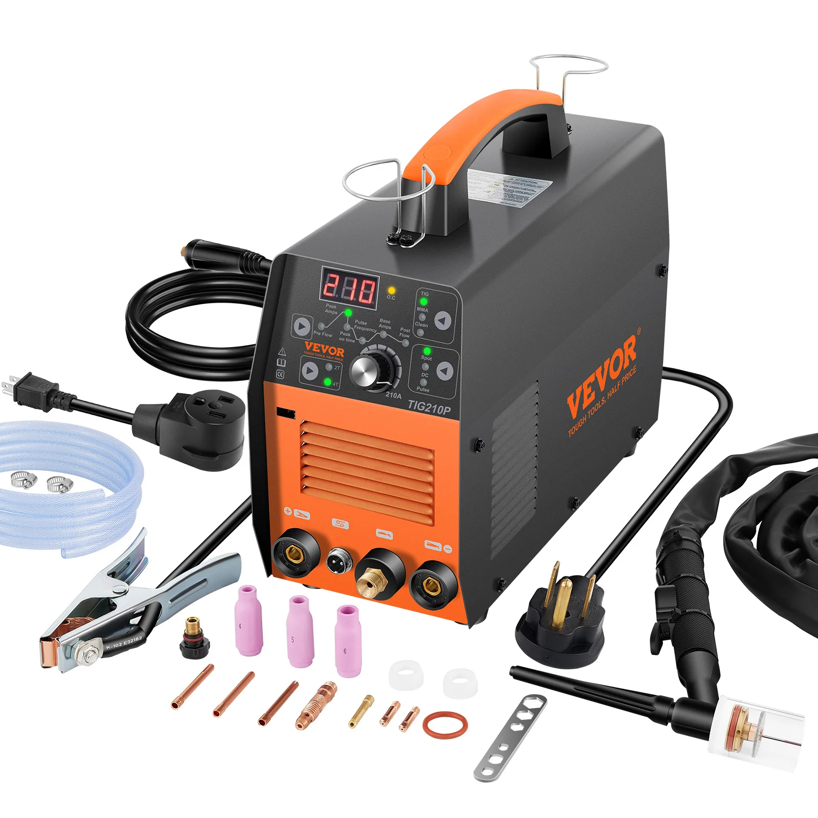 VEVOR Tig Welder HF TIG/Stick/Arc Welder 3 IN 1 TIG ARC Clean Welder Machine 200 Amp 110/220V Dual Voltage TIG Welding Machine