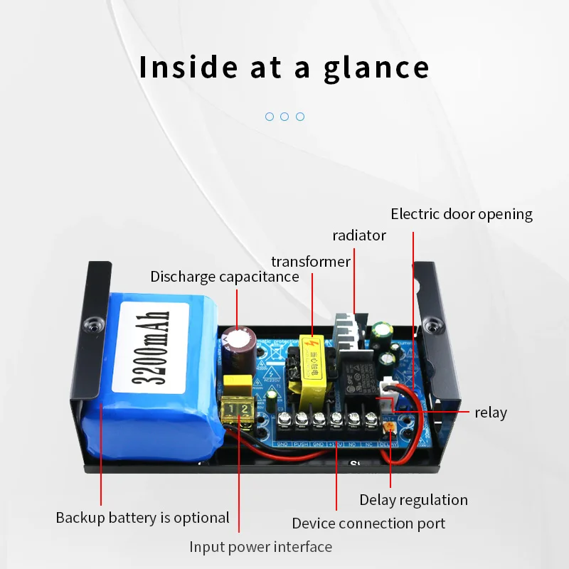 Kampvac-Boîtier d'alimentation de contrôle d'accès DC, serrure magnétique, serrure électrique, interrupteur de contrôle d'accès dédié, alimentation, 12V, 5A