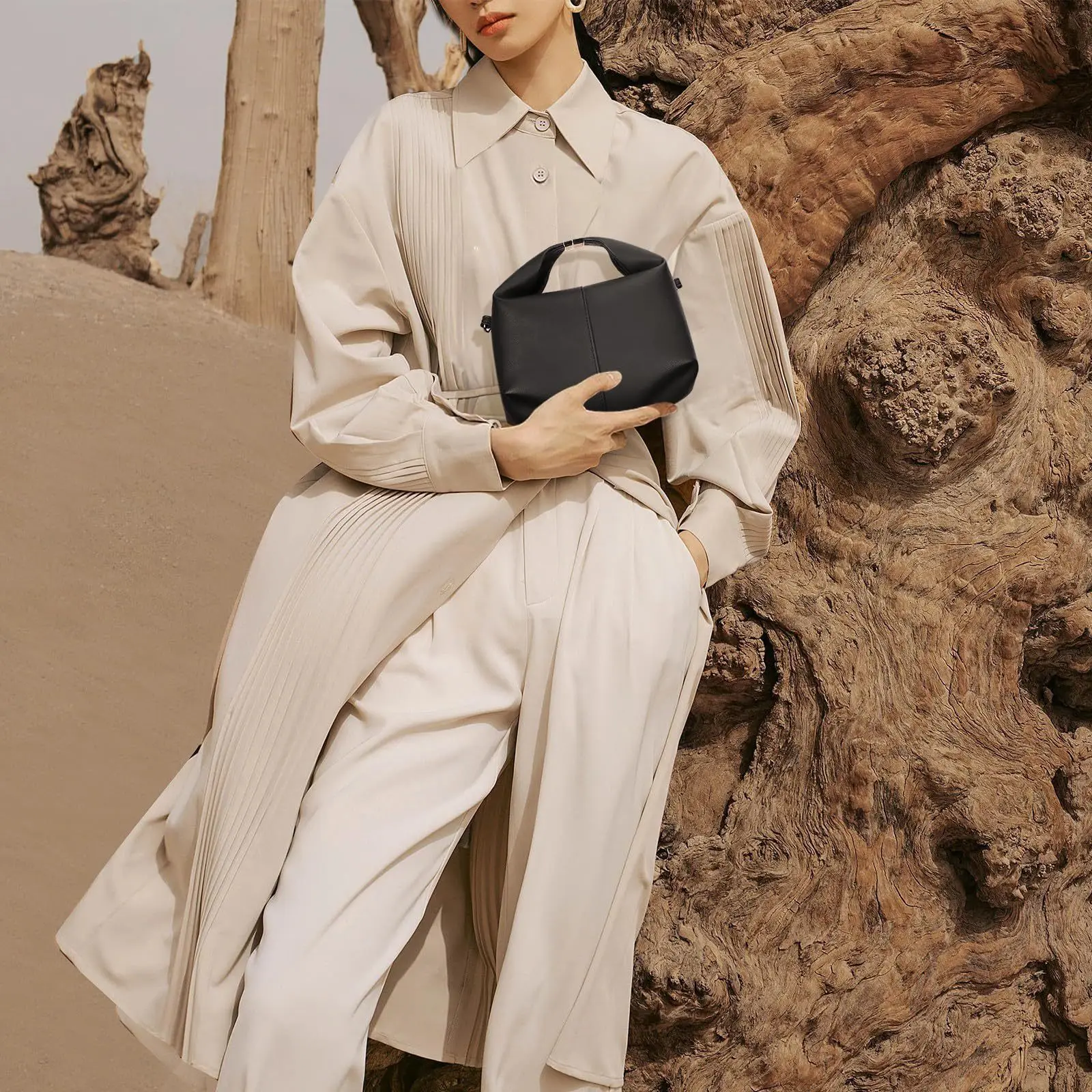 

Women's Subsize Fashionable PU Leather Tote Bag Shoulder Handbag Stylish City Style Bucket Bag Purse