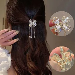 Exquisite Butterfly Fringe Rhinestone Hair Claw Clip Women's Elegant Horsetail Claw Hair Crab Fashion Hair Accessories Female