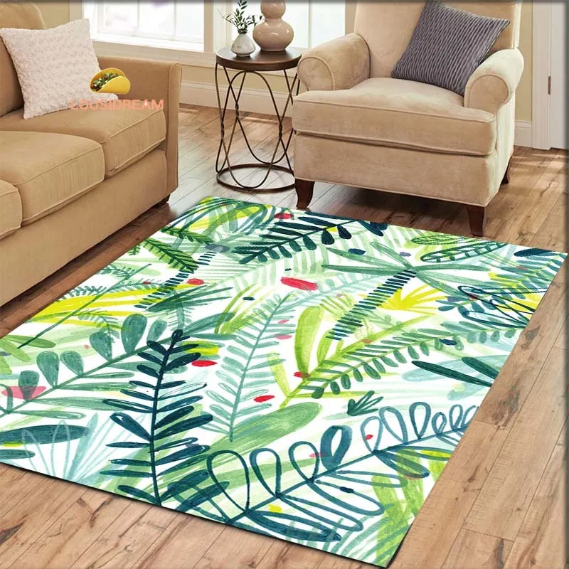 Plant Printing Living Room Bedroom Beautiful Carpet Non-slip Carpet Photography Props Birthday Gift Room Carpet Picnic Rug