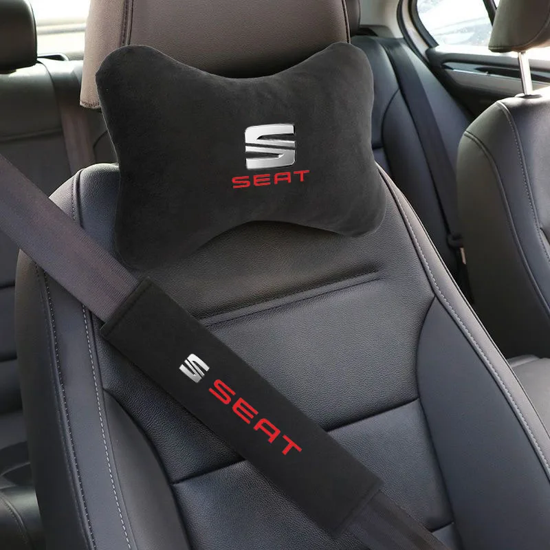 Car Headrest Neck Pillow Seat Belt Shoulder Pad For SEAT FR TOLEDO Leon EXEO Mk3 Mk2 5f Ateca Altea Bolero Salsa Cupra Accessory