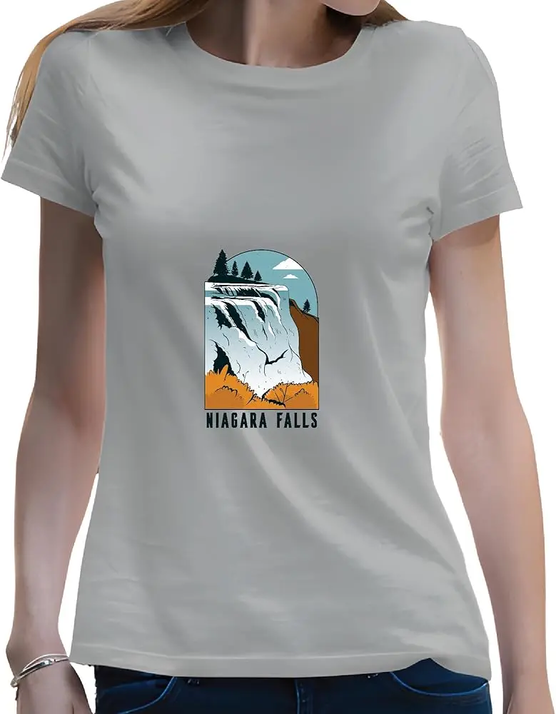 Niagara Falls Gift for Nature Lovers Illustration of the Iconic Waterfall  High Quality 100%Cotton Short Sleeve