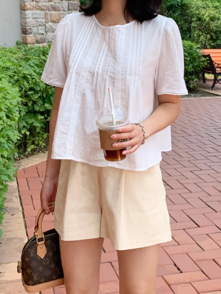 ลูกไม้หวาน ort Sve ตุ๊กตา irt Chic Fre Anti-Aging โรแมนติกจีบ Splicing Forest System Gentle ผู้หญิงเสื้อ