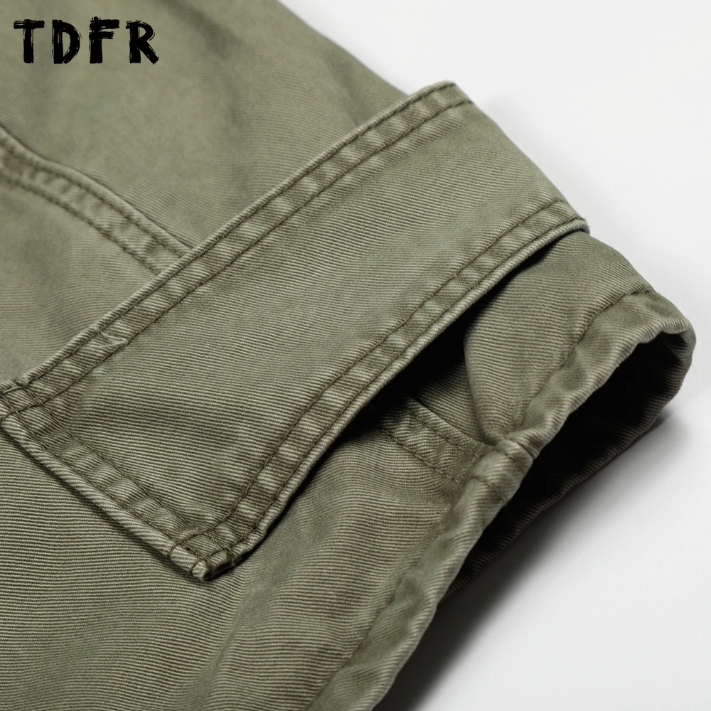 Pocket Cargo Jeans Mens Spliced Retro Casual Washed Distressed Baggy Wide Leg Denim Scimitar Pants Man