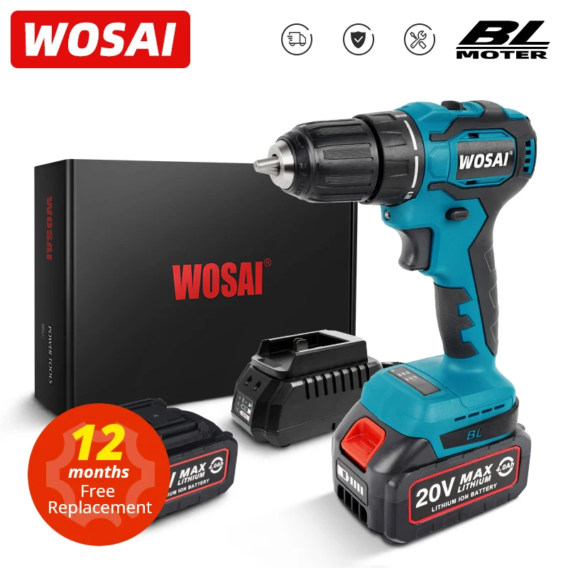 Wosaimtシリーズ20v電動ブラシレスドリル,コードレスドライバー,50nmドリルマシン,4.0ahバッテリー電動工具