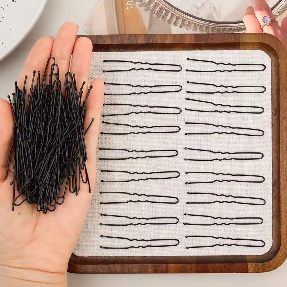 50-500 قطعة أسود U-شكل مقاطع الشعر المتموج إبرة سيدة دبابيس الشعر مجعد متموج القبضات النساء بنس للشعر تصفيف مقاطع الشعر اكسسوارات