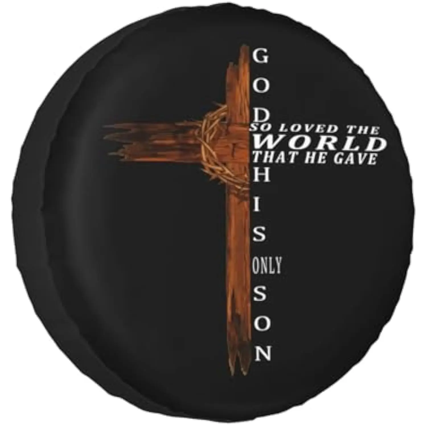 

Christian Jesus Cross Bible Verse Spare Tire Cover Dust-Proof Weatherproof Universal Fit
