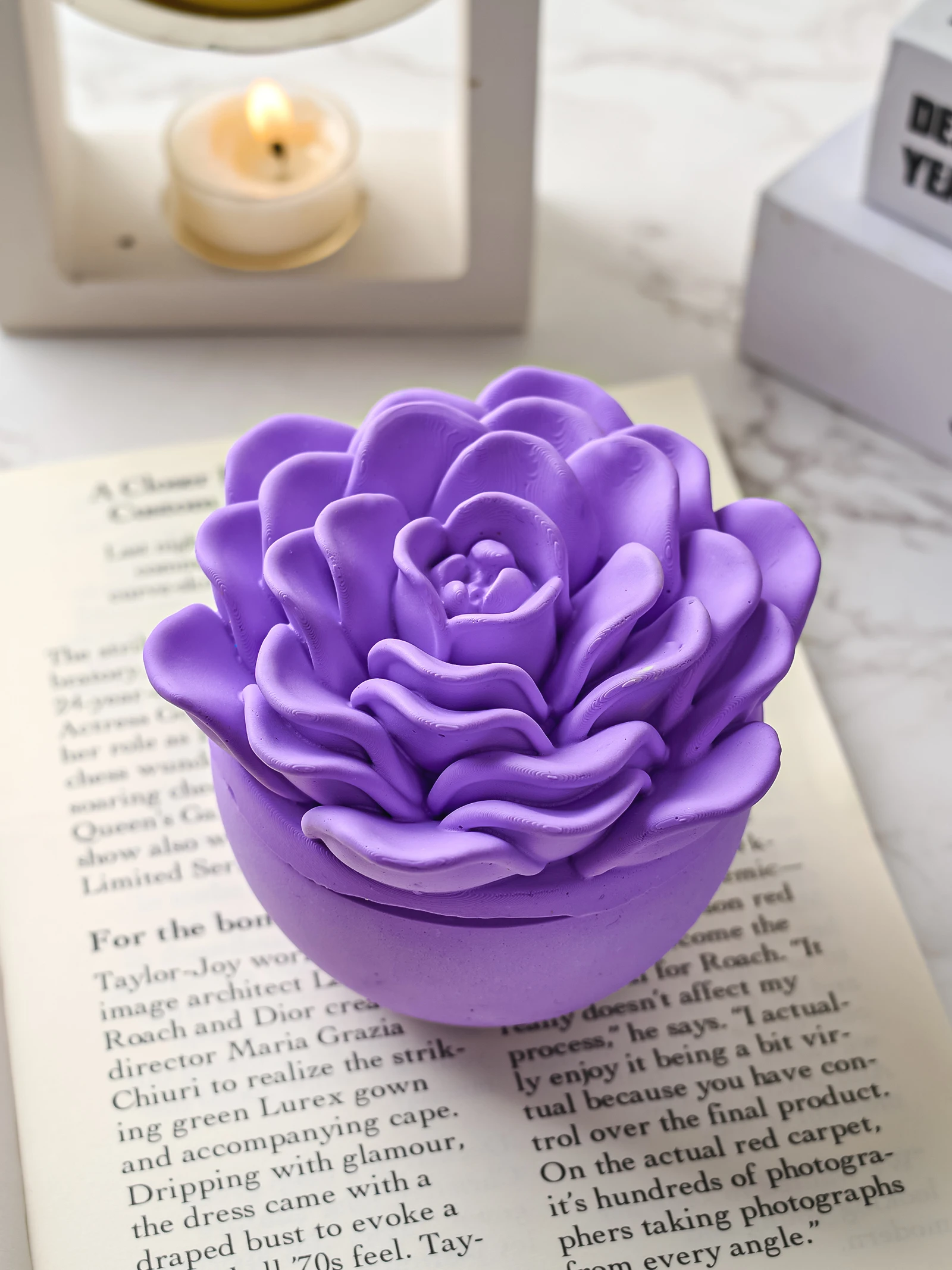 3D Rose Flower Candle Jar Silicone Mold with Lid Peony Jewelry Storage Box Crafts Making Plaster Resin Casting Molds Home Decor — zdjęcie 4