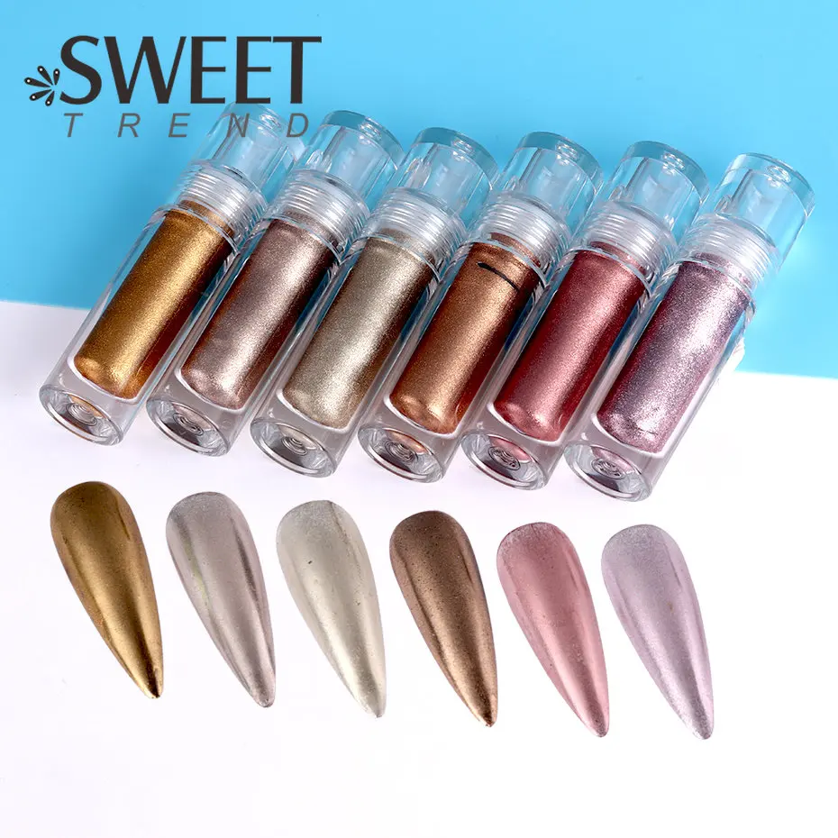 Novo produto prego líquido espelho mágico em pó pequeno tubo tipo glitter cromo pigmento para profissional diy arte do prego manicure decoração