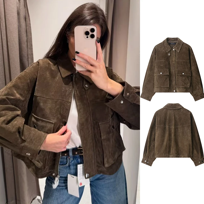 

Unique Autumn Jackets Women's 2025 New Coats Fashion Retro Warm Women's Jackets Chic Pocket Elegant Young Long Sleeve Outerwear
