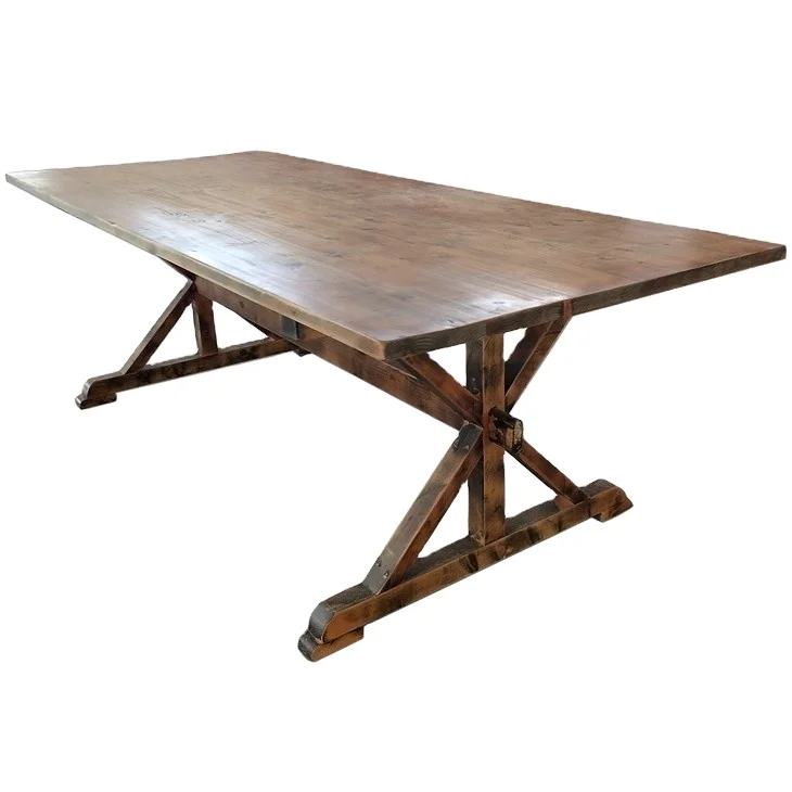 Solid Wood Rectangle Rustic Dining Table for Wedding Banquet Events Home Bar & Kitchen Outdoor Garden Use