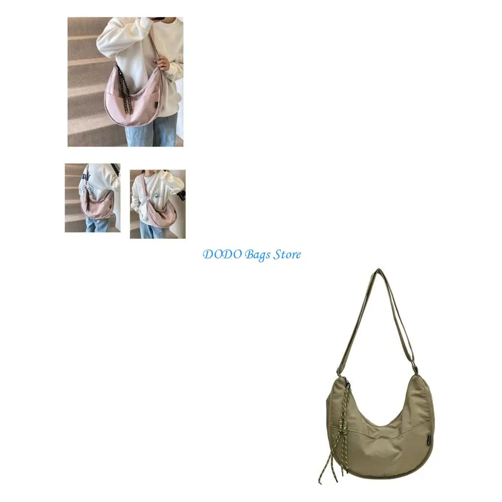 

Unisex Fashionable Solid Color Dumpling Crossbody Bag Multipurpose Zippered Shoulder Bag for Shopping School and Travel