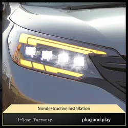 Car Lights For Honda CRV 2012 2013 2014 LED Headlight Assembly Upgrade Bifocal  Lens DRL Dynamic Signal Lamp Tool Accessories