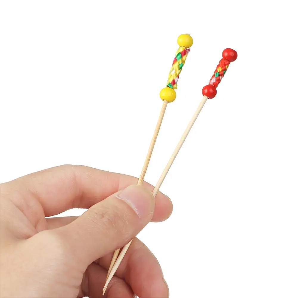 100Pcs Disposable Bamboo Picks Fruit Sticks For Kids Cocktail Decoration Picks Salad Sandwich Buffet Toothpicks Party Supply