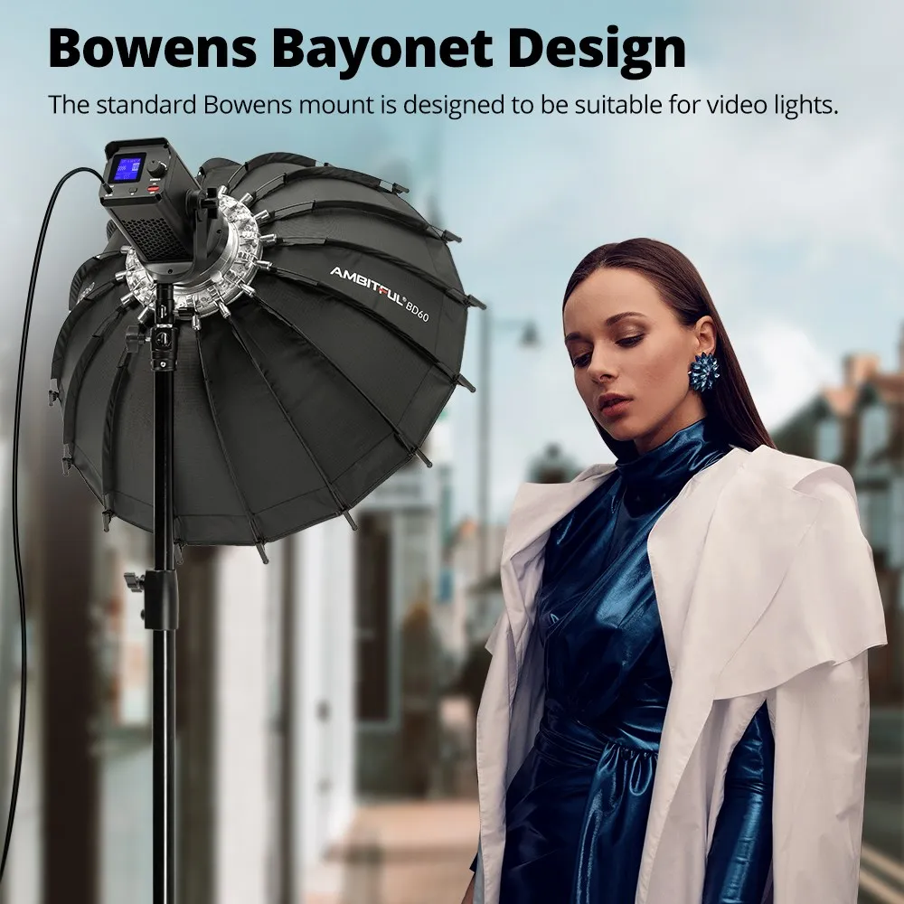 Ambitful Studio серебряное широкоугольное косметическое блюдо 60/80 см 23,6 дюйма сотовая сетка Bowens крепление для Godox SK400II QT600II SL200II VL300