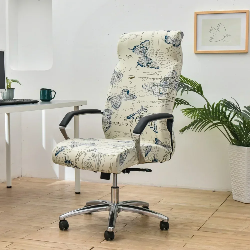 Elastic Computer Office Chair Cover Floral Printed Anti-dirty Rotating Stretch Gaming Desk Seat Chair Slipcover for Armchair