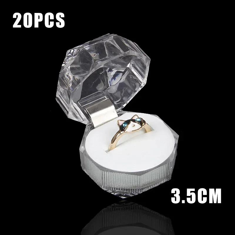 20pcs Acrylic Crystal Ring Boxes for Wedding Jewelry