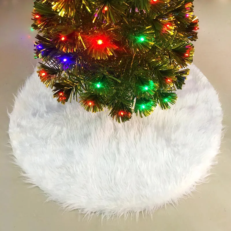 Christmas Tree Skirt Cover Base Mat White Plush Decoration For Home Party Holiday Christmas Tree Skirt Home Party Holiday