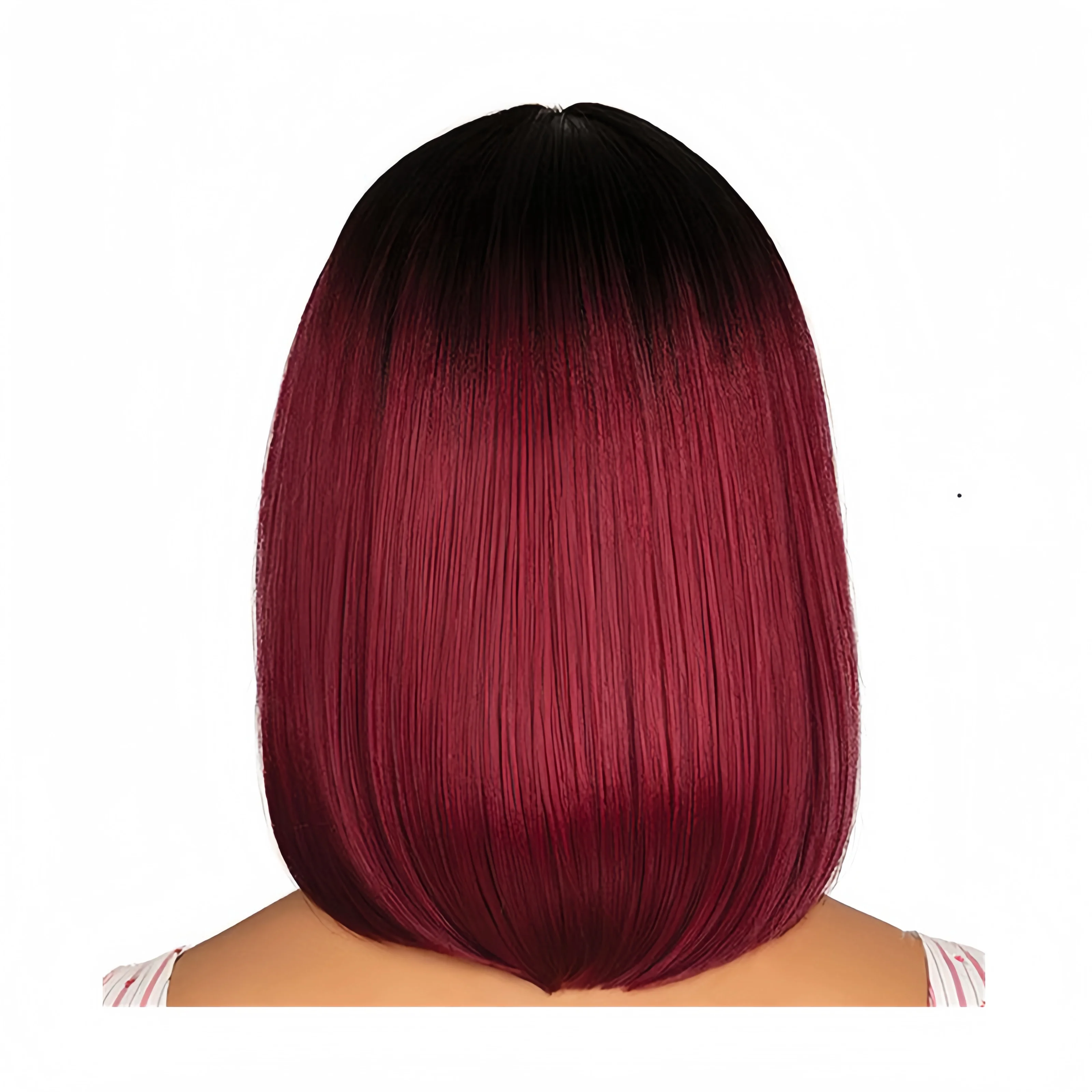 Fashion European and American dyed bobo wig female short straight hair black gradient wine red synthetic fiber hair