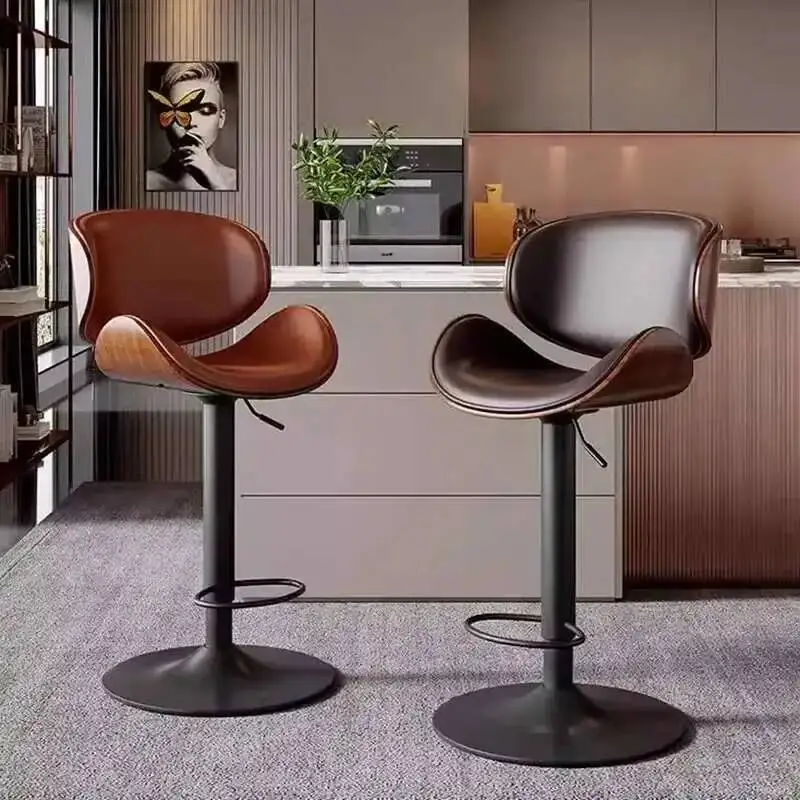 Bar-Akzent, nordisches Design, minimalistisches Büro, Theke, drehbar, hochverstellbar, Barstühle, Schlafzimmer, graue Sillas, Barmöbel