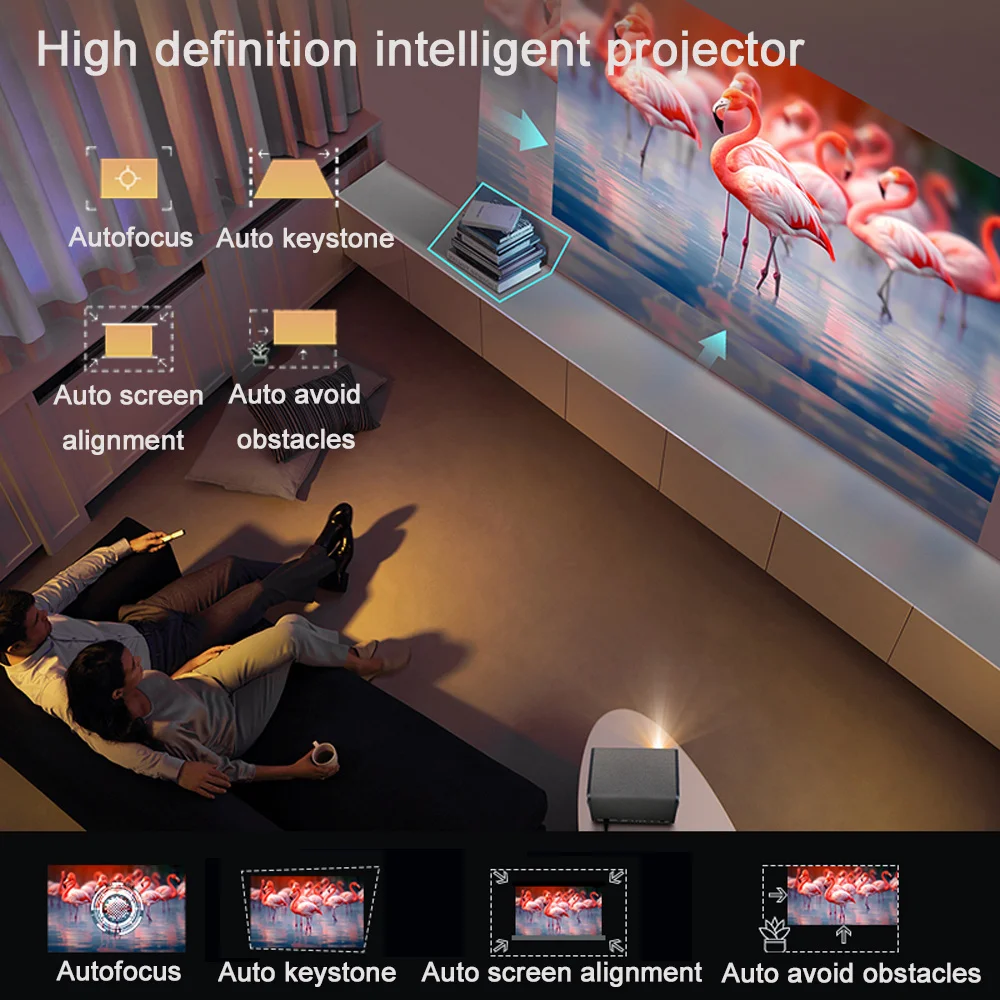 DITONG 2025 جديد J10 العارض الأصلي 1080P التركيز التلقائي 4k HD فيديو الهواء الطلق الهاتف المحمول أندرويد المنزل الذكي مسرح جهاز عرض (بروجكتور) ليد