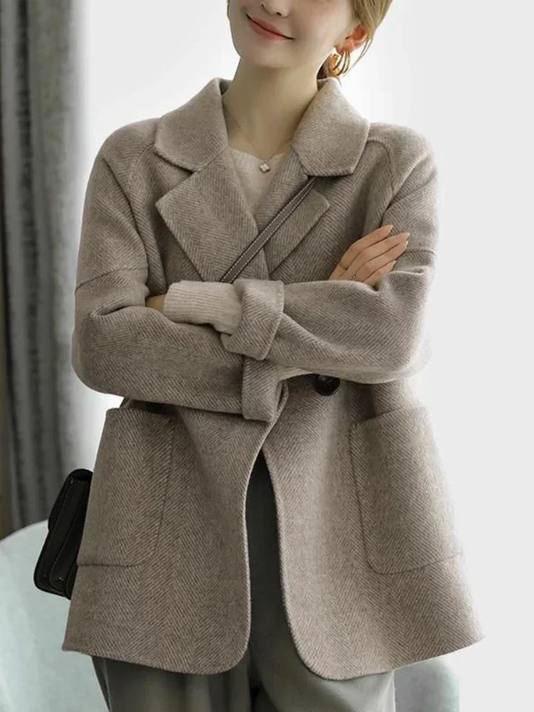 Thickening Elegant Jackets for Women Coats for Women Autumn Fashion New Coat Woman Winter 2026 Herringbone Woolen Overcoat