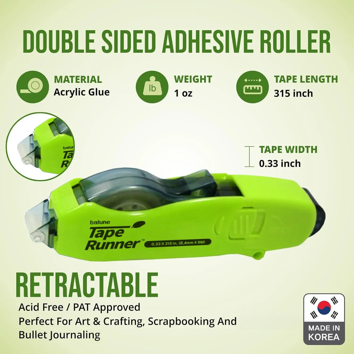 Double Sided Adhesive with Dispenser Roller Included - Permanent, Sticky, Transparent - Ideal for Scrapbooking, Crafts & More - Retractable (315 inches per Cartridge), 20 Cartridge