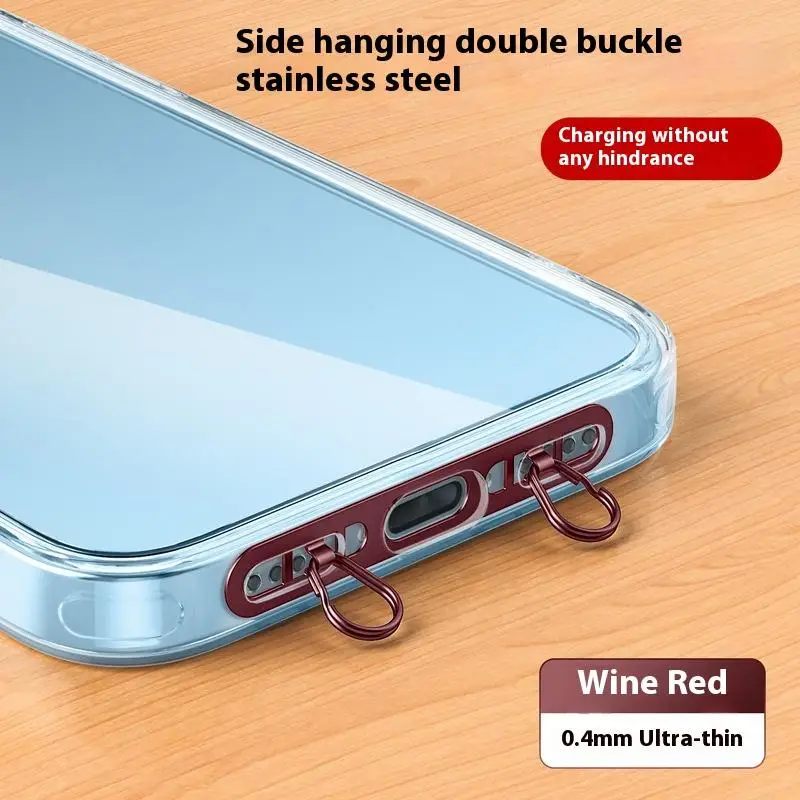 

For IPhon New Mobile Phone Lanyard Patch Side Hanging Stainless Steel ClipDouble Buckle Phone Straps Gasket Metal Connect Piece