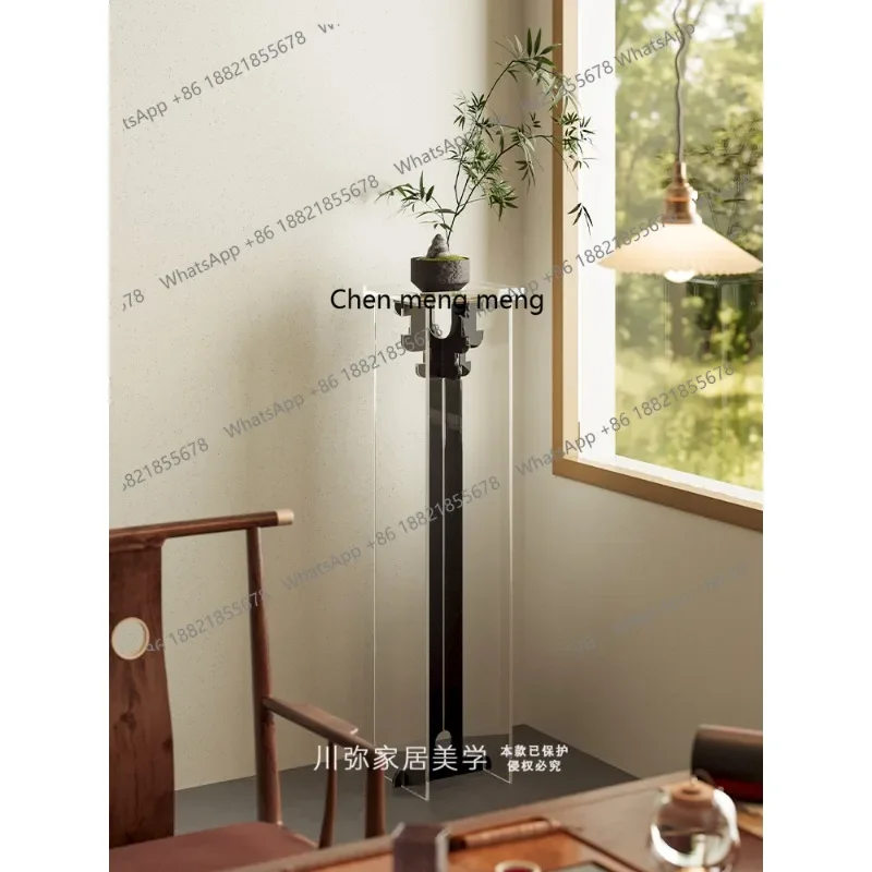 Home acrylic Chinese entrance rack Floor-to-ceiling flower corner ornament display stand