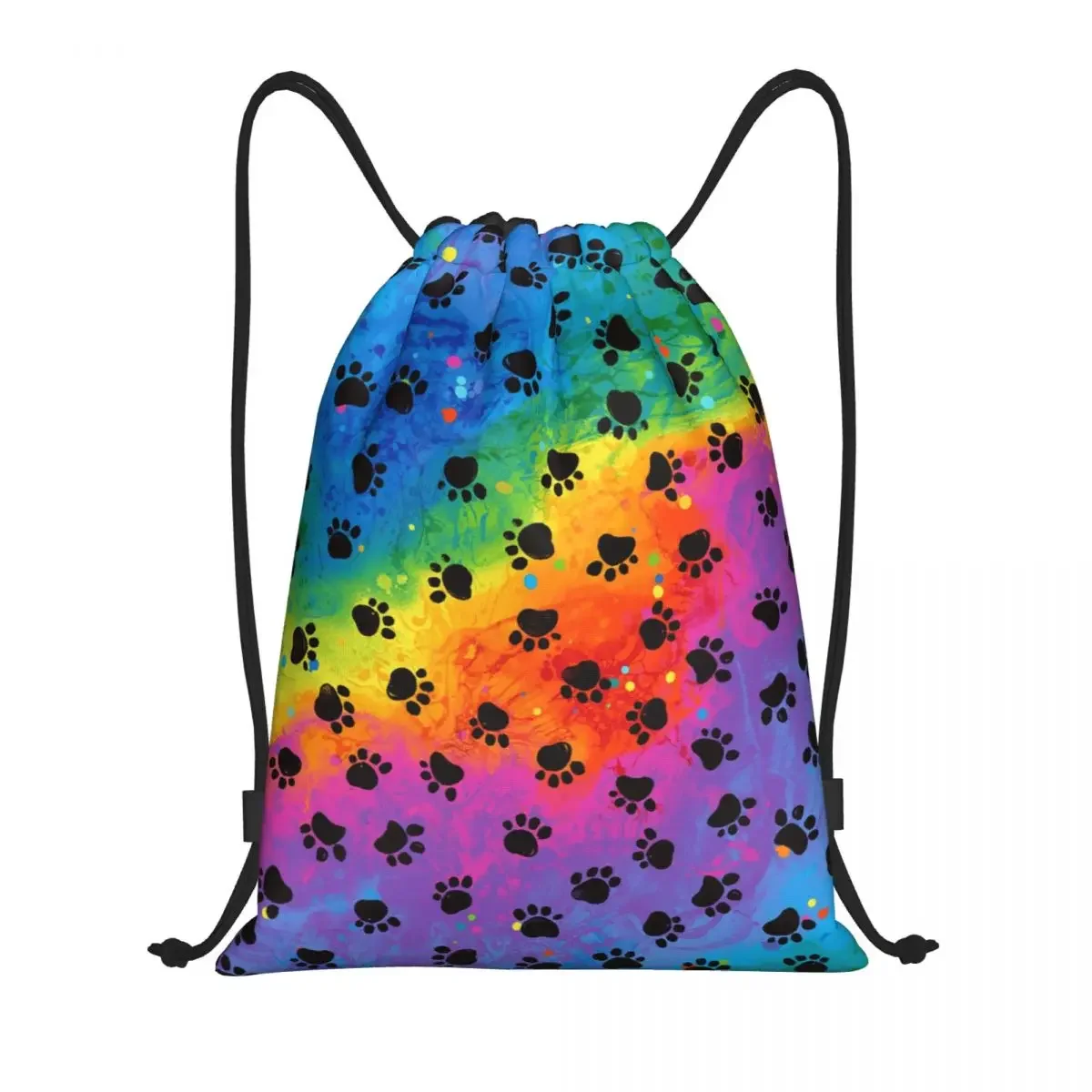 

Красочные животные, след собачьих лап, сумка на шнурке для мужчин и женщин, складной спортивный рюкзак для спортзала, тренировочные рюкзаки