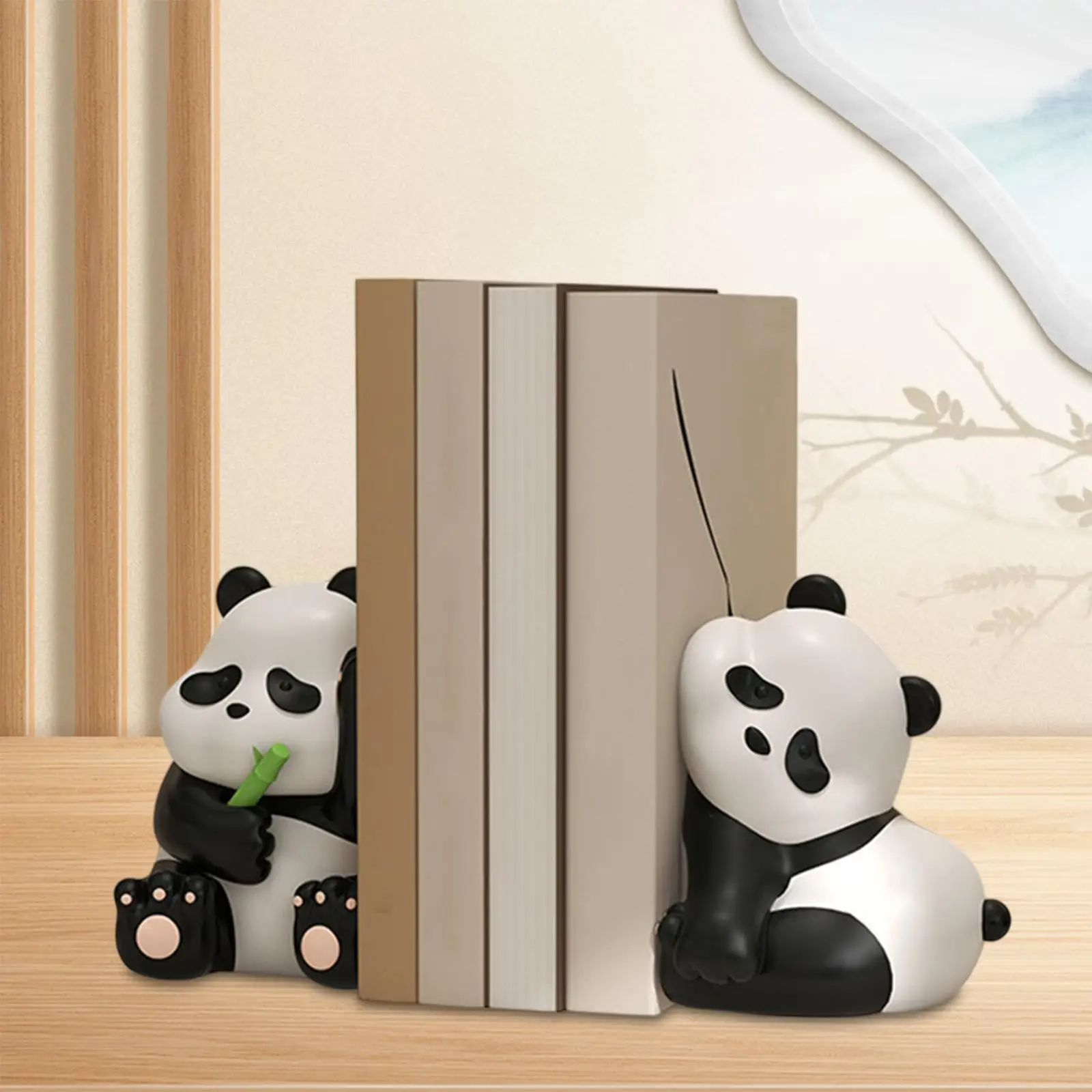 

2Pcs Panda Bookends Countertop Desk Library Shelves Ornaments Magazines Cookbooks Decorative Bookends Book Stoppers Book Holders