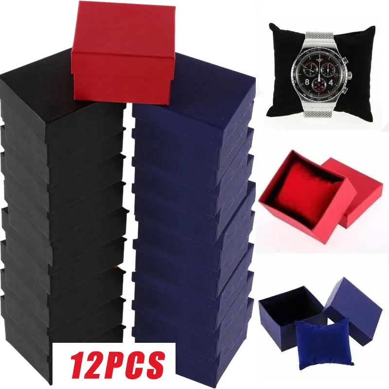 

12PCS Packaging and Display Watch Boxes Gifts Black Boxes Paper Decorative Bracelet Boxes Paper Jewellery Accessories